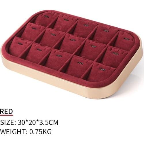 Red Velvet Metal Microfiber 15 Grids Femal Jewelry Display Plates For Earring Pendent Jewellery Organizers 8 Colors Available