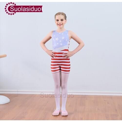 Red Stripe Practice Ballet Leotards Ballet Dance Skirt Dresses for Kids Children Training Clothes Gymnastics Leotards for Girls