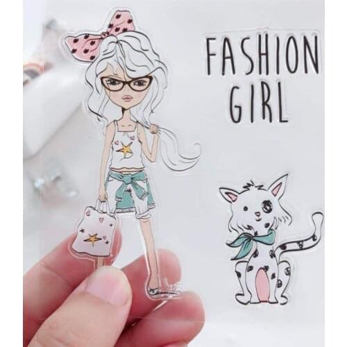 Fashion Girl Pet Clear Stamps Scrapbooking Rubber Stamp Handmade DIY Decoration Craft Supplies Stamps for Card Making New 2021