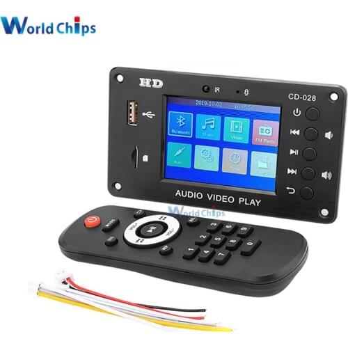 MP5 Bluetooth 5.0 Decoder Board 2.8 Inch TFT HD Video Player Audio Receiver FLAC WAV APE Decoding FM Radio USB TF Car Amplifier