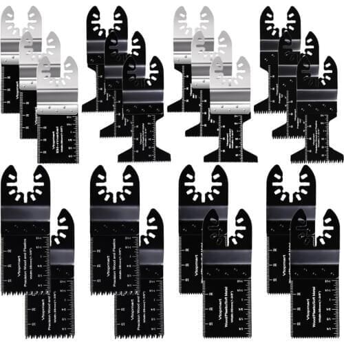 20pcs Metal Wood Oscillating Multitool Quick Release Saw Blades Set Fit Fein Multimaster Porter Cable Black for Bosch Dremel