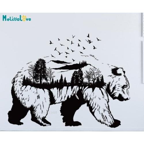 Bear Forest Wall Decals Bear Body Silhouette Forest Woodland Kids Nursery Décor Removable Stickers Vinyl YT5355
