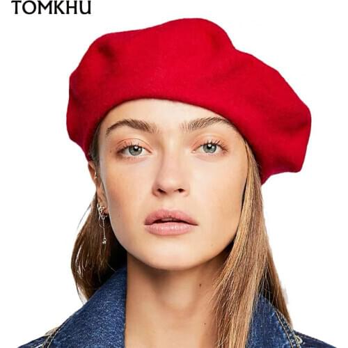 New Quality Solid Casual Vintage Womens Hat Beret Plain Cap Girls Wool Warm Winter Berets Beanie Hat Femme Aldult Bonnet Boina