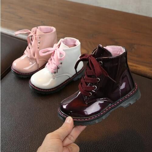 NEW 2020 Girls Leather Boots Boys Shoes Autumn Winter PU Leather Children Boots Fashion Toddler Kids Boots Warm Winter Boots