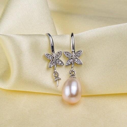 NEW Flower Earrings Mountings Charm Drop Earrings Findings Settings Jewelry Parts Fittings for Pearls Beads Stones Jade
