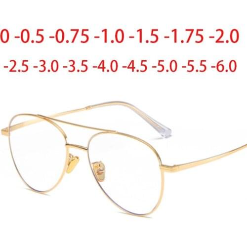 Diopter 0 -1.0 to -6.0 Myopia Glasses Women Men Polit Style Alloy Frame Prescription Spectacles For Nearsighted