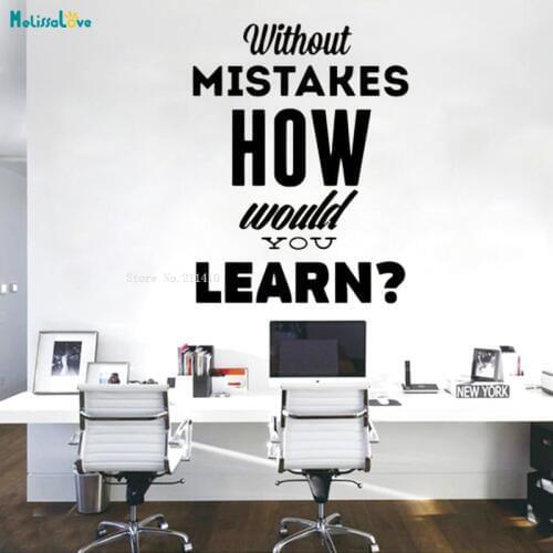 Office Wall Decal You Learn with Mistakes Teamwork Inspire Decoration Motivation Vinyl Stickers Murals Unique Gift YT1785