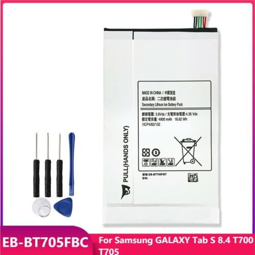 Original Tablet Battery EB-BT705FBC For Samsung GALAXY Tab S 8.4 T700 T705 EB-BT705FBE Replacement Rechargeable Battery 4900mAh