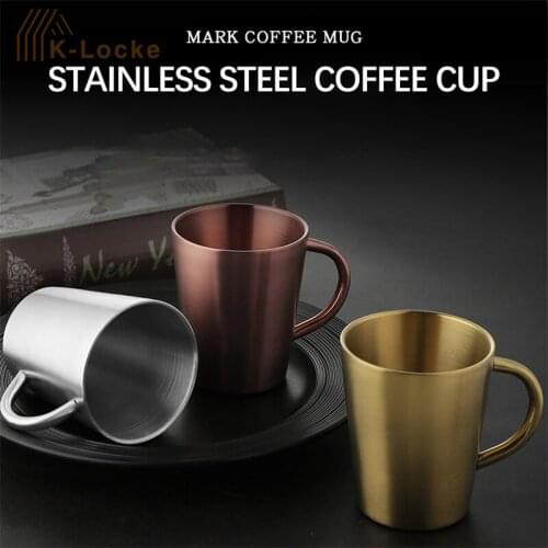 300ml 304 Stainless Steel Mug Tea Cup Coffee Cup Double Layer Heat Insulation Anti-scalding Beer Mug With Handle