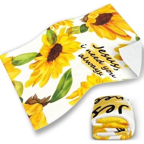 Sunflower Picture Blanket Cover Soft Warm Fluffy for Child Bedspread 150x200 White Throw High Quality Fuzzy Glossy Flannel