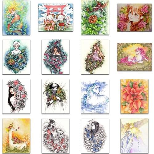 Full Square Diamond painting Cross stitch Cartoon beauty Round Diamond embroidery girl DIY Diamond mosaic flower fairy unicorn