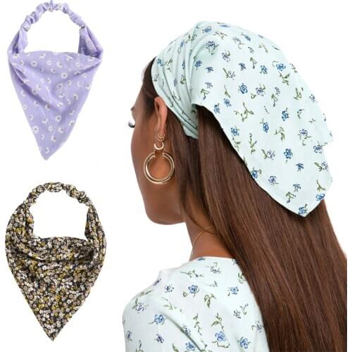 Floral Print Headband Hair Accessories Women Girls Retro Turban Elastic Hairband Head Wrap Hair Scrunchies Bandage Bandanas