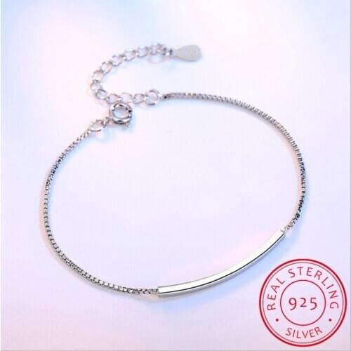 Simple Fashion 925 Sterling Silver Bracelets Tube Box Chain Bracelets & Bangles For Women pulseira de prata S-B91