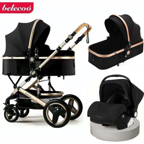 Luxurious Baby Stroller 3 in 1 Portable Travel Carriage Folding Prams Aluminum Frame High Landscape Car for Newborn Buggy