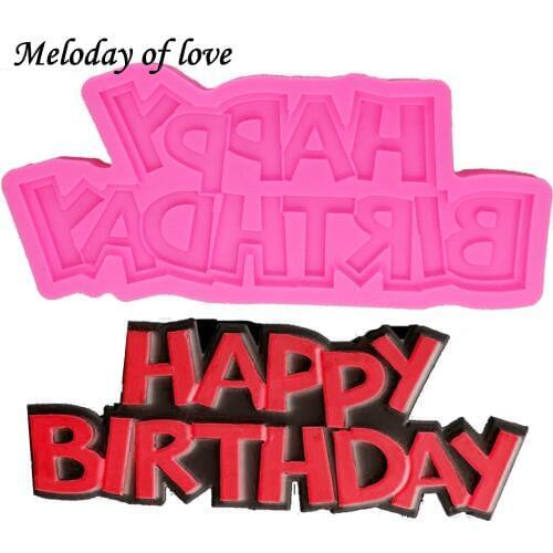 Happy birthday letter Shape Silicone Mold Fondant Forms Cookie Baking Chocolate Cake Decorating Tools Resin Clay Mold T1332