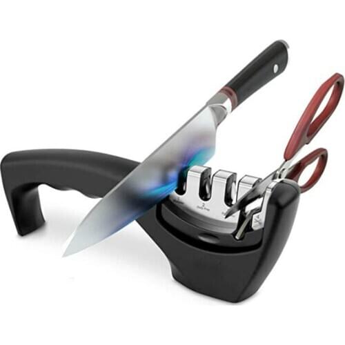 4-in-1 Knife Sharpener Scissors Sharpening Profession Diamond Ceramic Rod Sharpener Non-slip Base Kitchen Accessories Tool