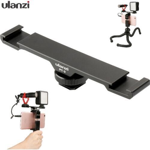 Ulanzi PT-2 Cold Shoe Plate Extension Bracket Adapter Tripod Dual Mount for Phone Vlogging Rig Setup Microphone/LED Video Light