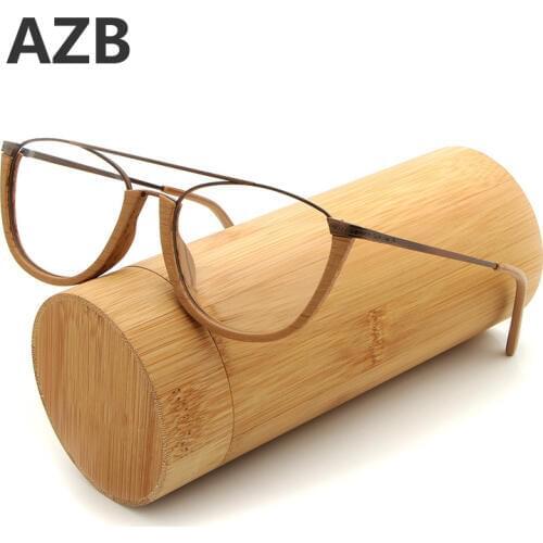 Vintage Clear Lens Glasses Frames Optical Men Women Wood Metal Reading Myopia Prescription Eyeglasses Frame Eyewear Glasses