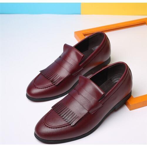 Yomior Italian Men Casual Leather Shoes Vintage Autumn Formal Dress Loafers Tassel Slip-On Fashion Wedding Oxfords High Quality