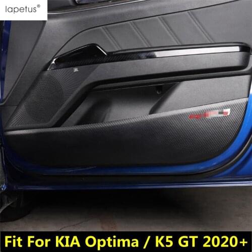Car Interior Door Panel Protective Anti Kick Film Cover Trim For KIA Optima / K5 GT 2020 2021 Carbon Fiber Sticker Accessories