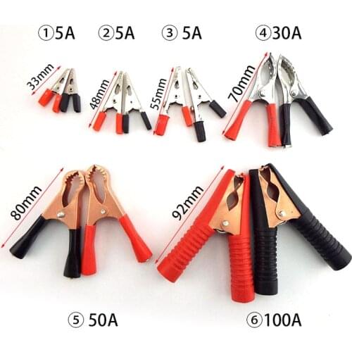 5A/50A/100A Alligator Clips Probe Crocodile Clip Connector Test Lead car Battery Clamps 1 Pairs For Test Electrical DIY Tools