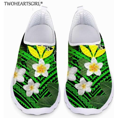 Women Shoes Polynesian Flowers Tribal Pattern Summer Slip On Flat Shoes Plus Size Loafers Flats Walking Zapatillas mujer