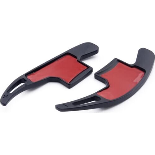 1Pair Car Front Center Steering Wheel Shift Paddle Shifter Trim Cover Black Aluminum Alloy Fit for Ford Mustang 2015 2016 2017