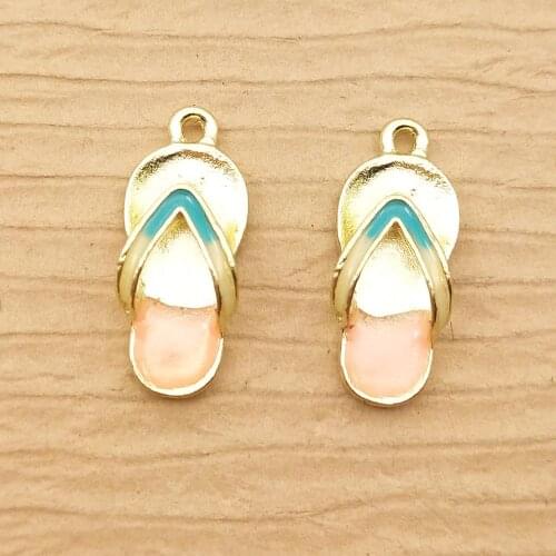 10pcs 8x19mm enamel slipper charm for jewelry making and crafting fashion earring pendant bracelet necklace charms