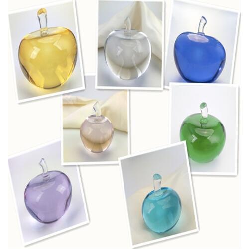 Various Color 10pcs 40mm Glass Glossy Apple Paperweight Crystal Fruit Souvenir Home Wedding Decors Hot Sale
