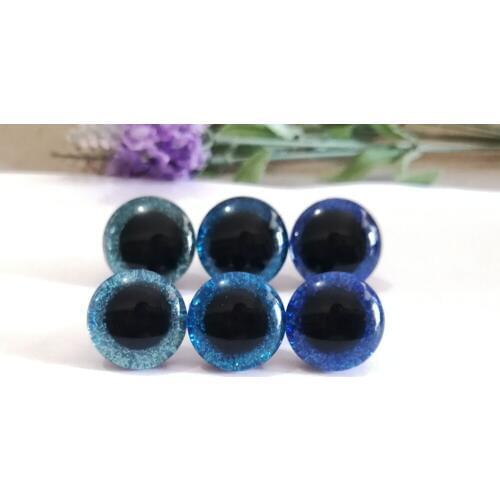60set/lot diy 16mm/20mm/24mm plastic round clear safety toy eyes + blue glitter Nonwovens + white washer --size&color option