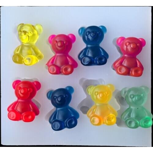 8 Pcs DIY Crystal Transparent Bear Silicone Mold For DIY Craft Earring Pendant Mold Epoxy UV Gift Box Jewelry Tools Moulds
