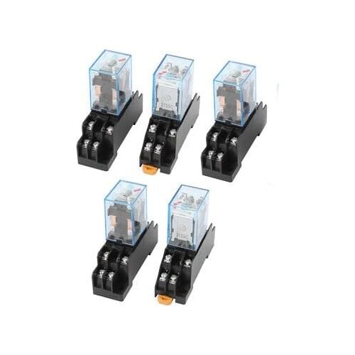 AC240V5A Coil 8 Terminals 35mm DIN Rail Mount Electromagnetic Relay w Socket