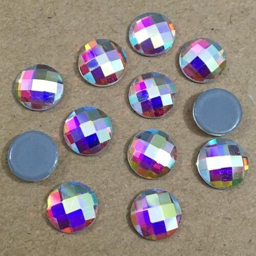 Lead Free Hight Quality 6mm,8mm,10mm Crystal AB Chessboard Circle Flat Back Hotfix Rhinestones / Iron On Crystals