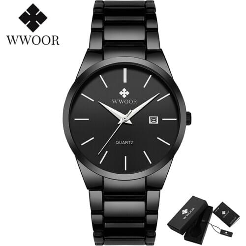 Watch Men WWOOR Top Brand Luxury Stainless Steel Waterproof Date Quartz Clock Mens Fashion Sports Business Wrist Watch Male Xfcs