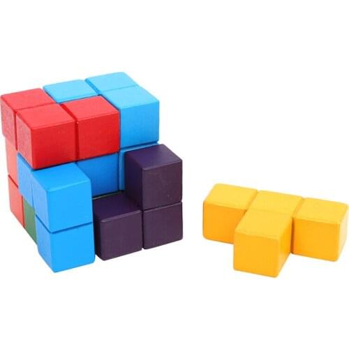 Soma Cubes Kids Toy Wooden Montessori Math Materials Color Shape Learning Early Educational Equipment Gift for Baby Toddler