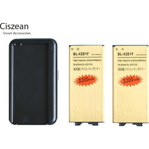 2x 3200mAh BL-42D1F Gold Replacement Battery + Charger For LG G5 VS987 US992 H820 H840 H850 H831/0 F700S H960 H860N LS992 RS988