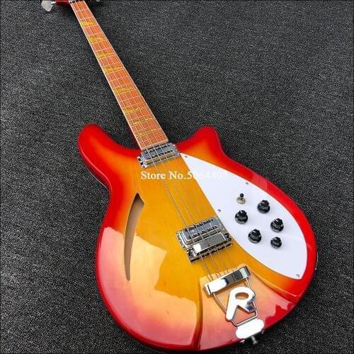 High quality red 4-string electric bass, mid-air core, F air bass, mahogany fingerboard, free delivery