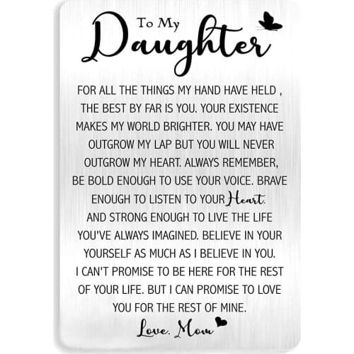 Daughter Gift Idea,to My Daughter Engraved Metal Wallet Card Inserts,Inspirational Birthday Graduation Gifts DIY Wholesale