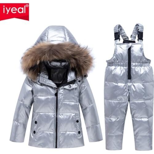 IYEAL Russian Winter Suit for Children Baby Girl Boy Duck Down Jacket Coat and Pants Warm Clothing Set Kids Clothes Snow Wear