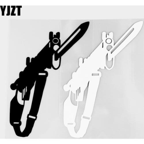 YJZT 16.1×10.7CM Exquisite Car Sticker Creative Vinyl Decal Decoration Weapon Equipment Bayonet Gun Black / Silver 20C-0494