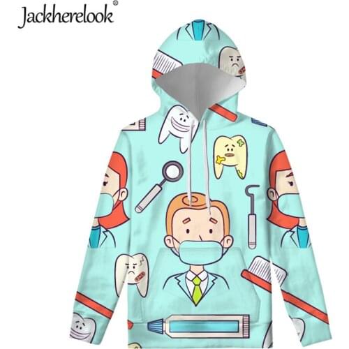 Jackherelook Cartoon Dental/Dentist Designer Harajuku Tops Loose Sweatshirts Hooded Tracksuits Jacket Autumn Winter Polluvers