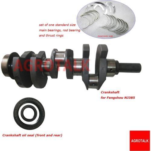 Crankshaft with oil seals, standard size bearings for Fengshou Lenar 254 tractor with engine NJ385, part number