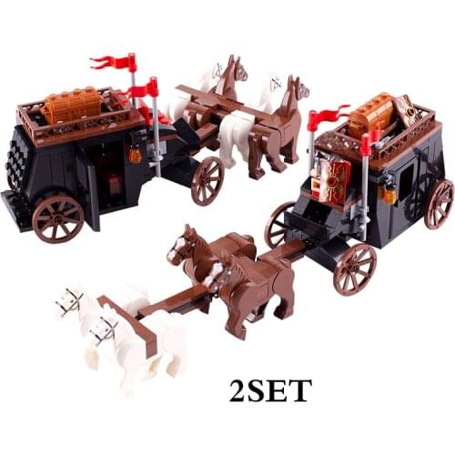 MOC Military Medieval Knights Carriage Building Blocks City bricks Classic War Castle Figures Accessories Toys Kids Gift