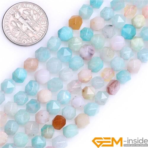 AAA Grade Faceted Multicolor Peru Amazonite Beads Natural Stone Beads DIY Loose Bead For Cambay Jewelry Making Strand 15 Inches