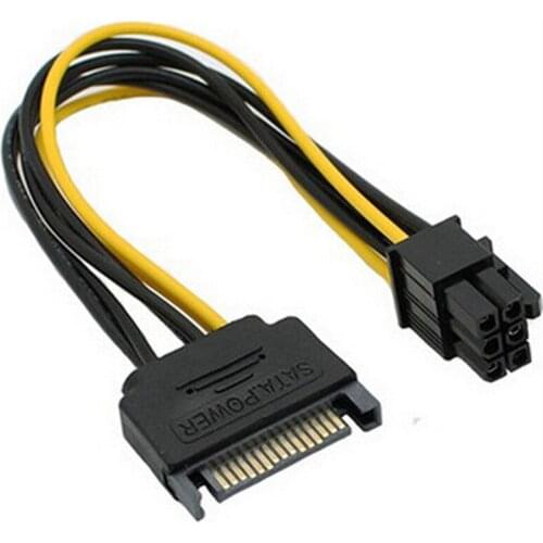 Power Cable 15 Pin To 6 Pin PCI EXPRESS PCI-E Sata Graphics Converter Adapter Video Card Power Cable Cord