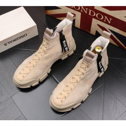 British Designer Mens Retro Zipper Style Casual Shoes Male High-Tops Thick Bottom Sneakers Flats Loafers Charm Ankle Boots