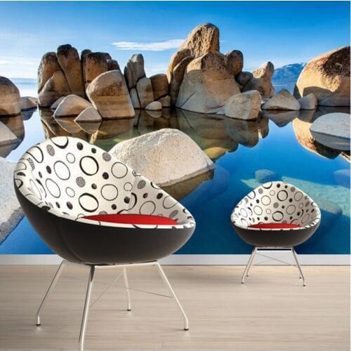 Wall Paper Bedroom 3D Pebbles Seascape Photo Print Wallpaper Baby Wallpapers Non-Woven Fabric Wall Mural New Photo Wallpaper