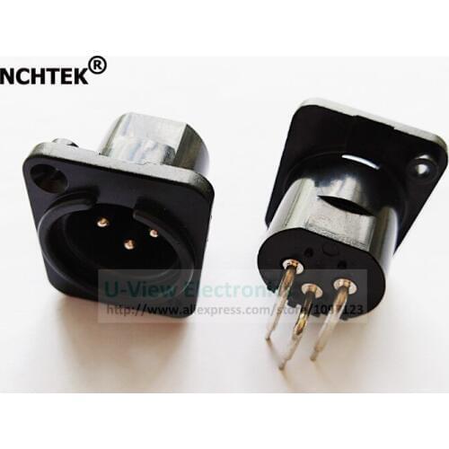 NCHTEK XLR 3Pin Male Jack Right Angled Panel Mount Adapter Connector Black Color/Free Shipping/30PCS