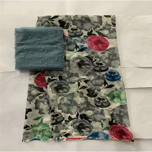 New Style hot Selling High quality African 100% Silk Chiffon Fabric Floral Pattern Silk Fabric For Lady Dress! LXF41510