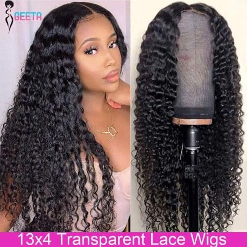 Deep Wave Transparent Lace Frontal Wig 13x4 Deep Curly Lace Front Human Hair Wigs Remy Lace Front Wig Human Hair Pre Plucked